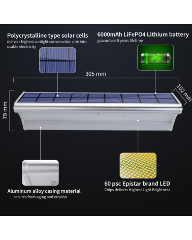 WORHAN®  Saulės Energija Kraunamas Šviestuvas - LH8N