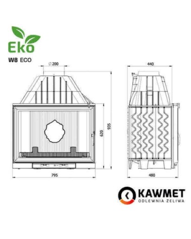 Ketaus įdėklas židiniui KAWMET W8 17,5kW EKO