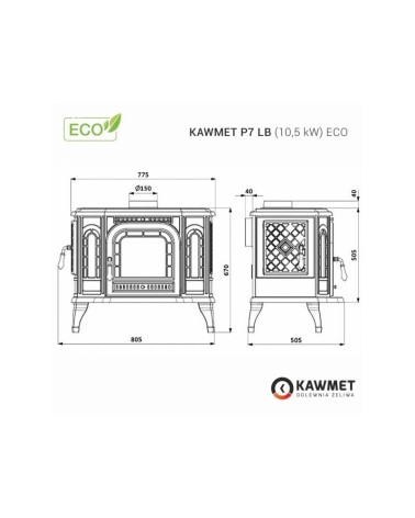 Ketaus krosnelė KAWMET P7 LB (10,5 kW) ECO