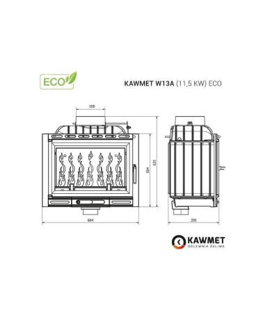 Ketaus įdėklas židiniui KAWMET W13A 11,5 kW ECO