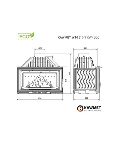 Ketaus įdėklas židiniui KAWMET W16 16,3 kW ECO