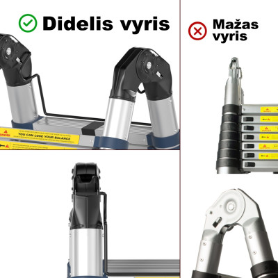 Dvigubos Teleskopinės Kopėčios - 500 cm (B-Serija)
